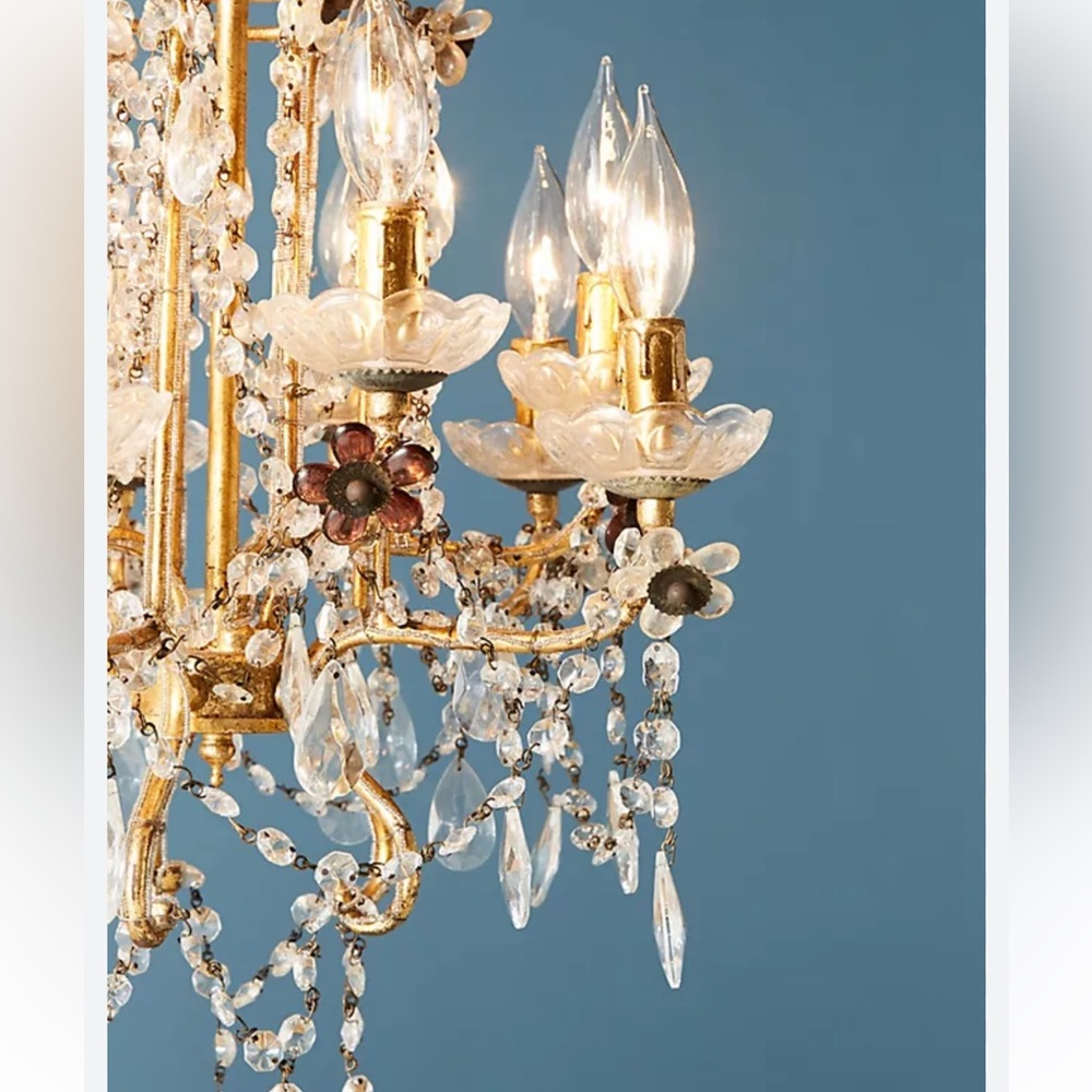New $1,650 Anthropologie Draped Bijoux Chandelier Glass Handcraft Light Fixture